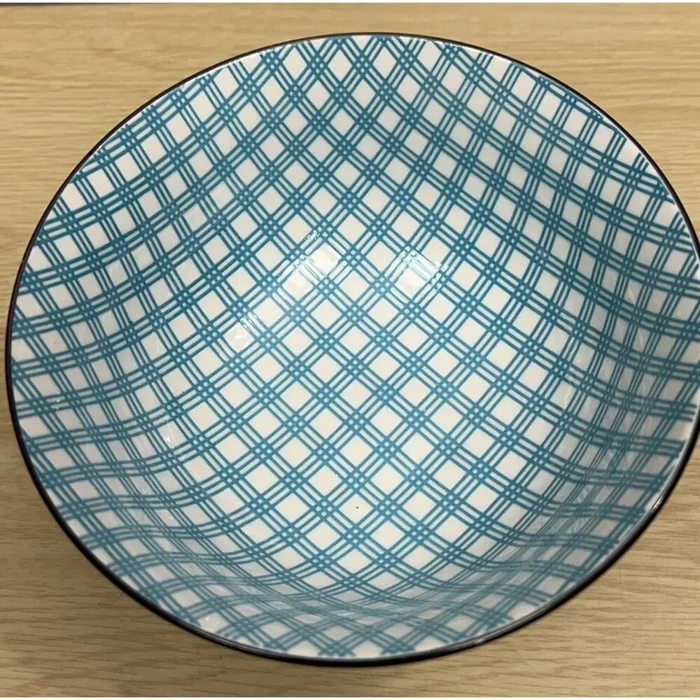 Dover & York Turquoise Lot of 2 Black Blue White Soup Cereal Bowl 6” Boho